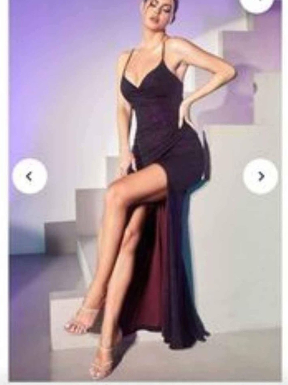 Black Spaghetti-Strap Evening Gown - Elegant High-Slit Dress